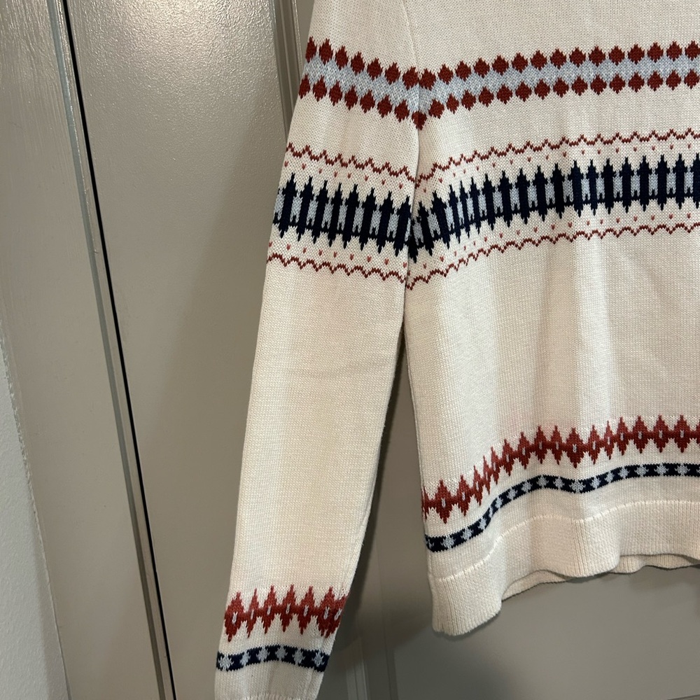 Southern Tide Cream Fair Isle Crew Sweater with Red & Navy Accents - Picture 2 of 3